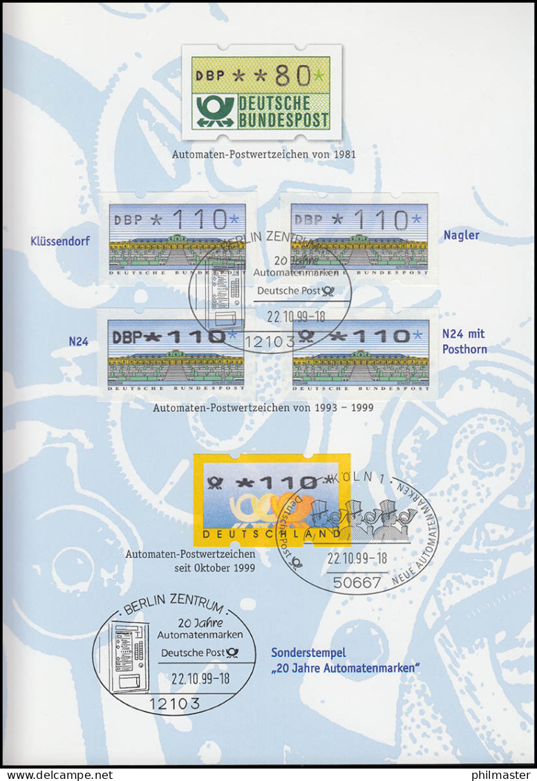 ATM EB 6/1999 - Amtliches Erinnerungsblatt: MiNr. 2 (vier Typen) Und MiNr. 3 - Other & Unclassified