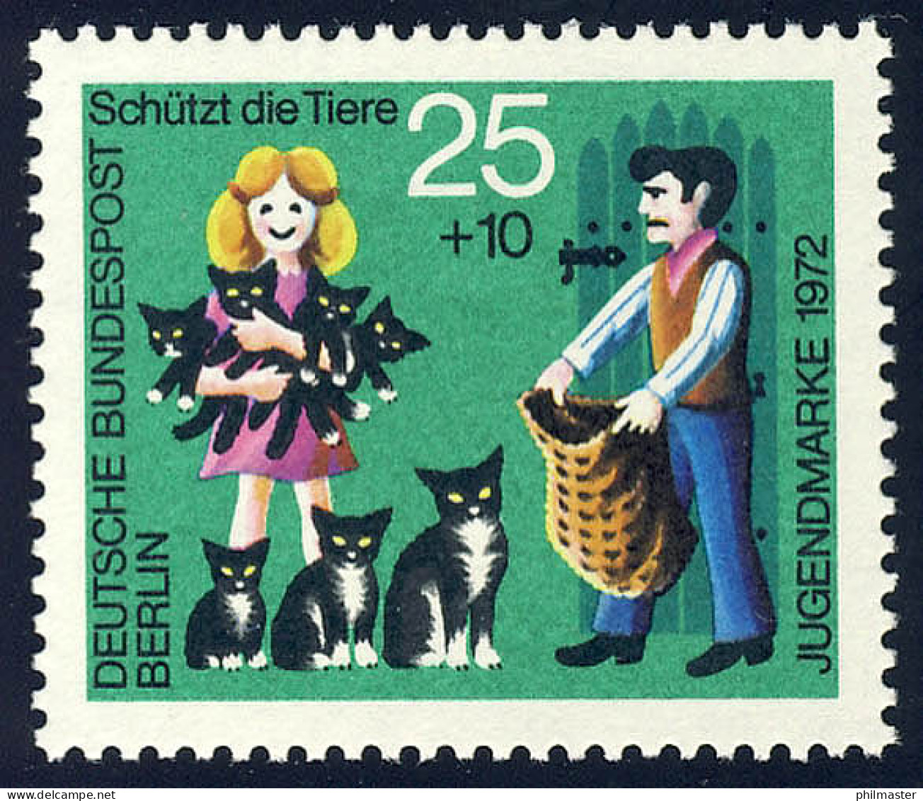 419 Tierschutz 25+10 Pf Katzen ** - Unused Stamps
