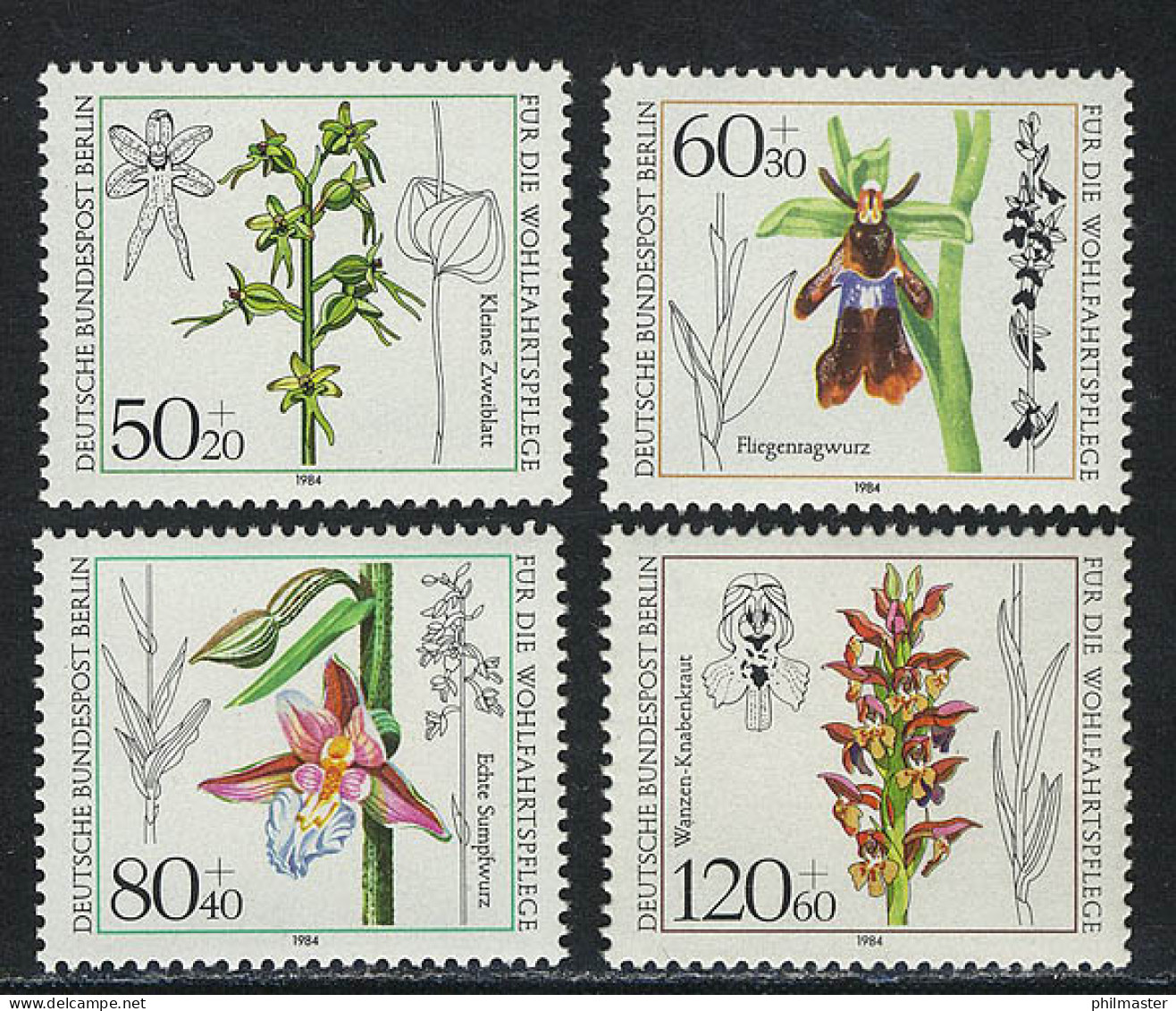 724-727 Wofa Orchideen 1984, Satz Postfrisch - Nuevos