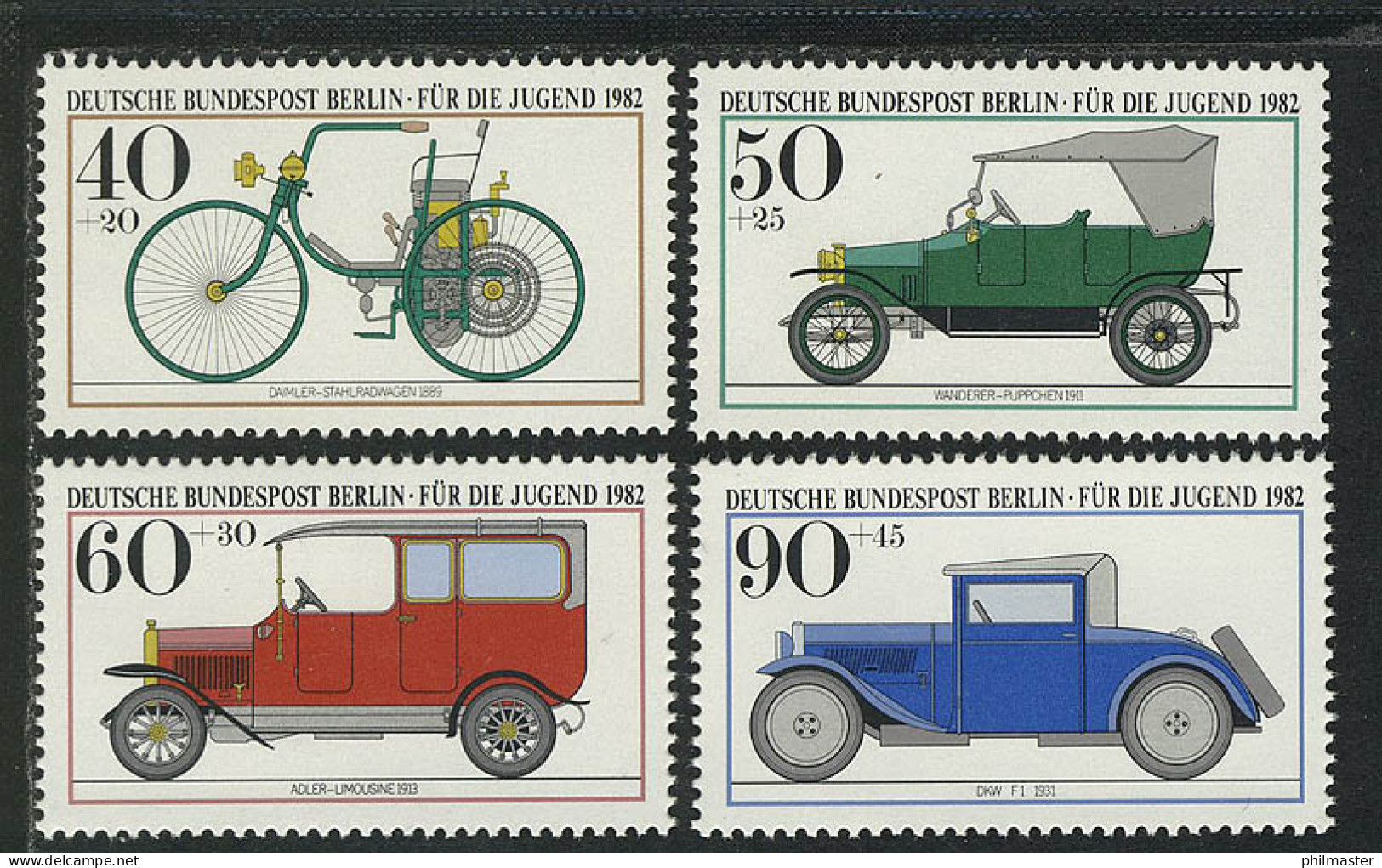660-663 Jugend Kraftfahrzeuge 1982, Satz ** - Unused Stamps