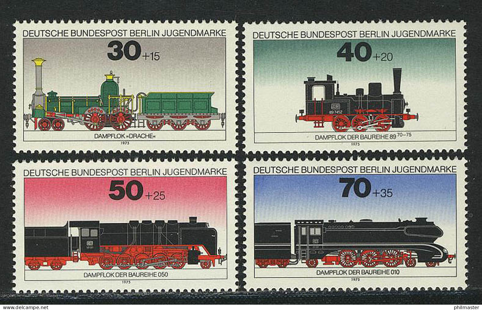 488-491 Jugend Eisenbahn Lokomotiven 1975, Satz ** - Nuevos