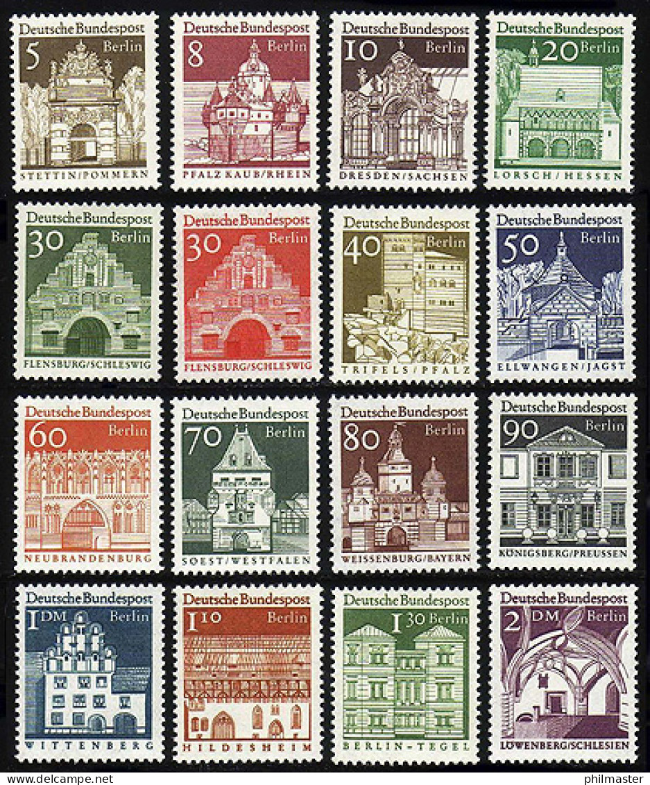 270-285 Deusche Bauwerke Groß 16 Werte, Satz Postfrisch - Unused Stamps