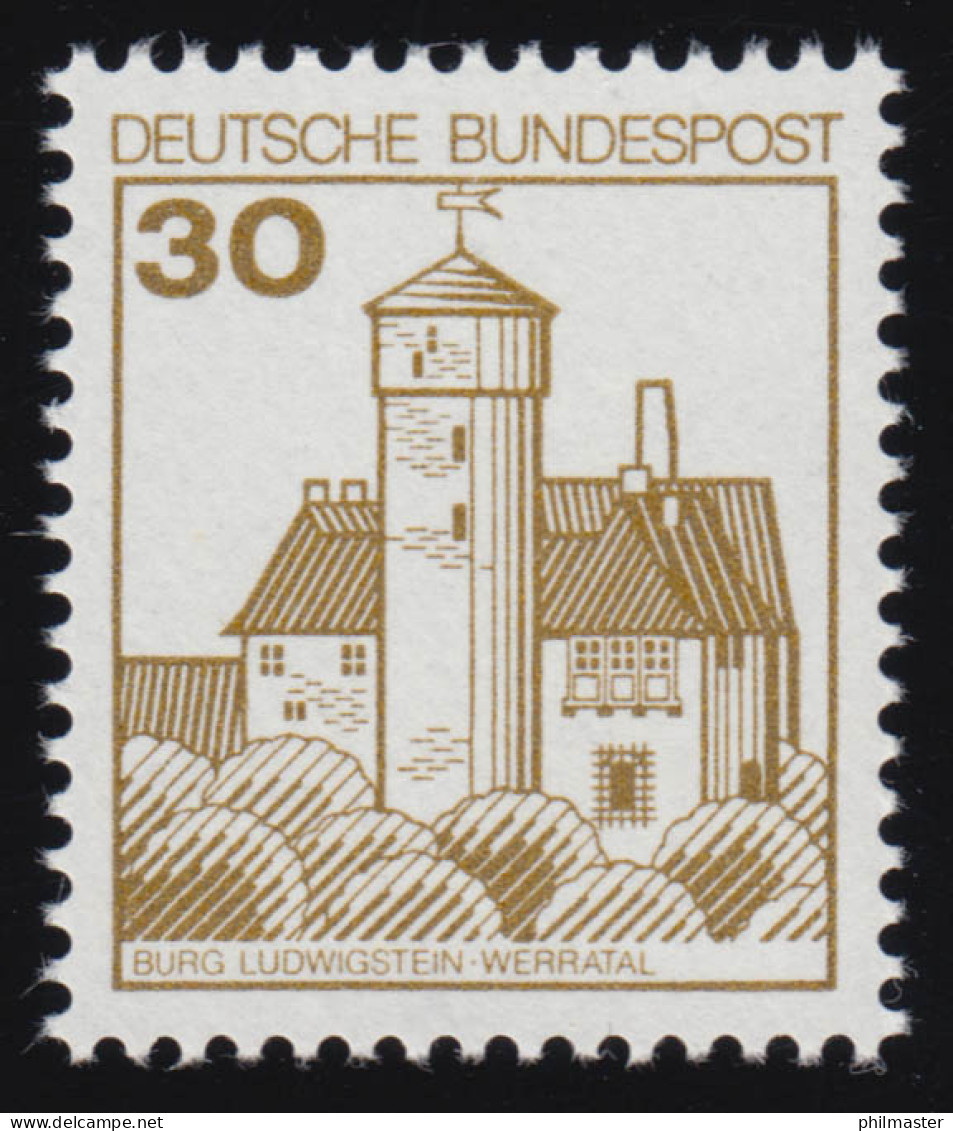 914AI Burgen Und Schlösser 30 Pf Ludwigstein, ALTE Fluoreszenz, Postfrisch ** - Unused Stamps