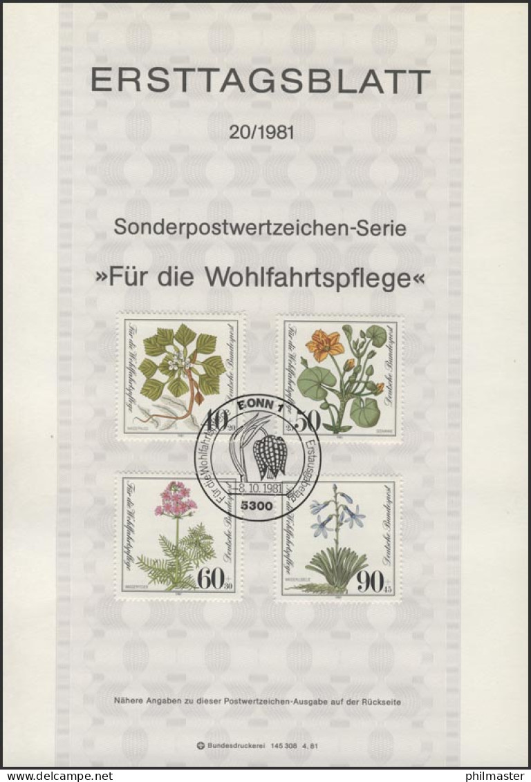 ETB 20/1981 Wohlfahrt Wasserfeder Wassernuss Lobelie - 1981-1990