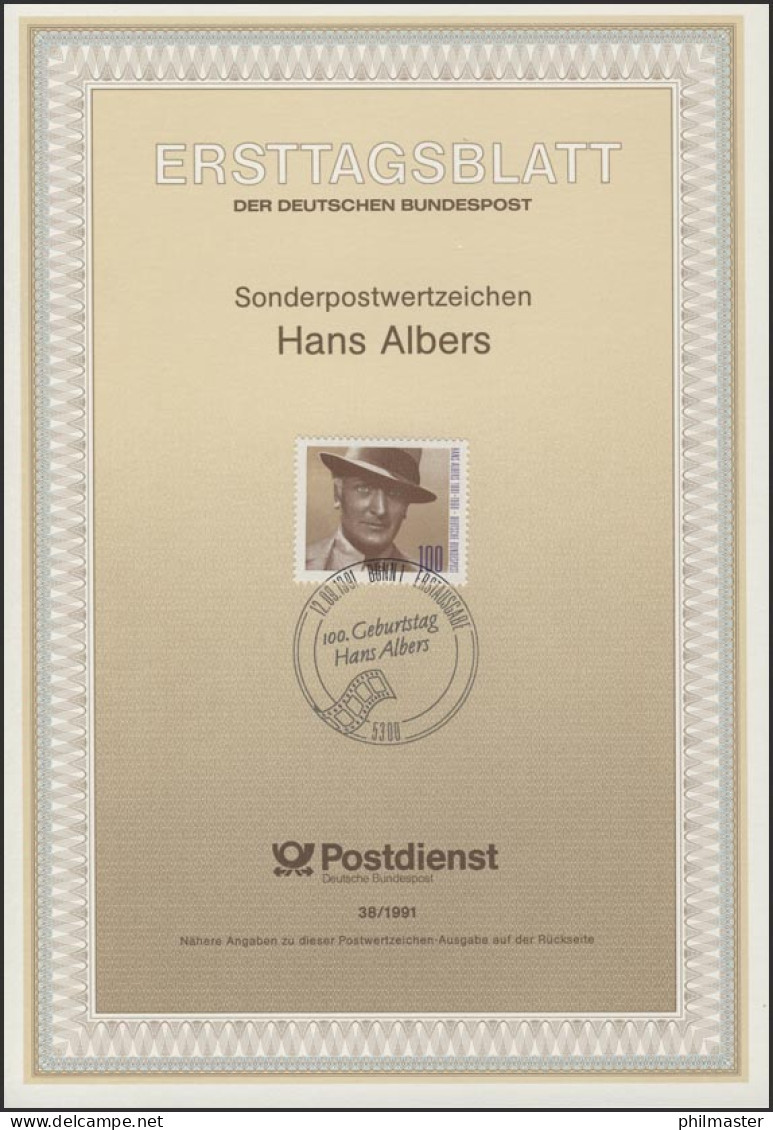 ETB 38/1991 Hans Albers, Schauspieler - 1991-2000