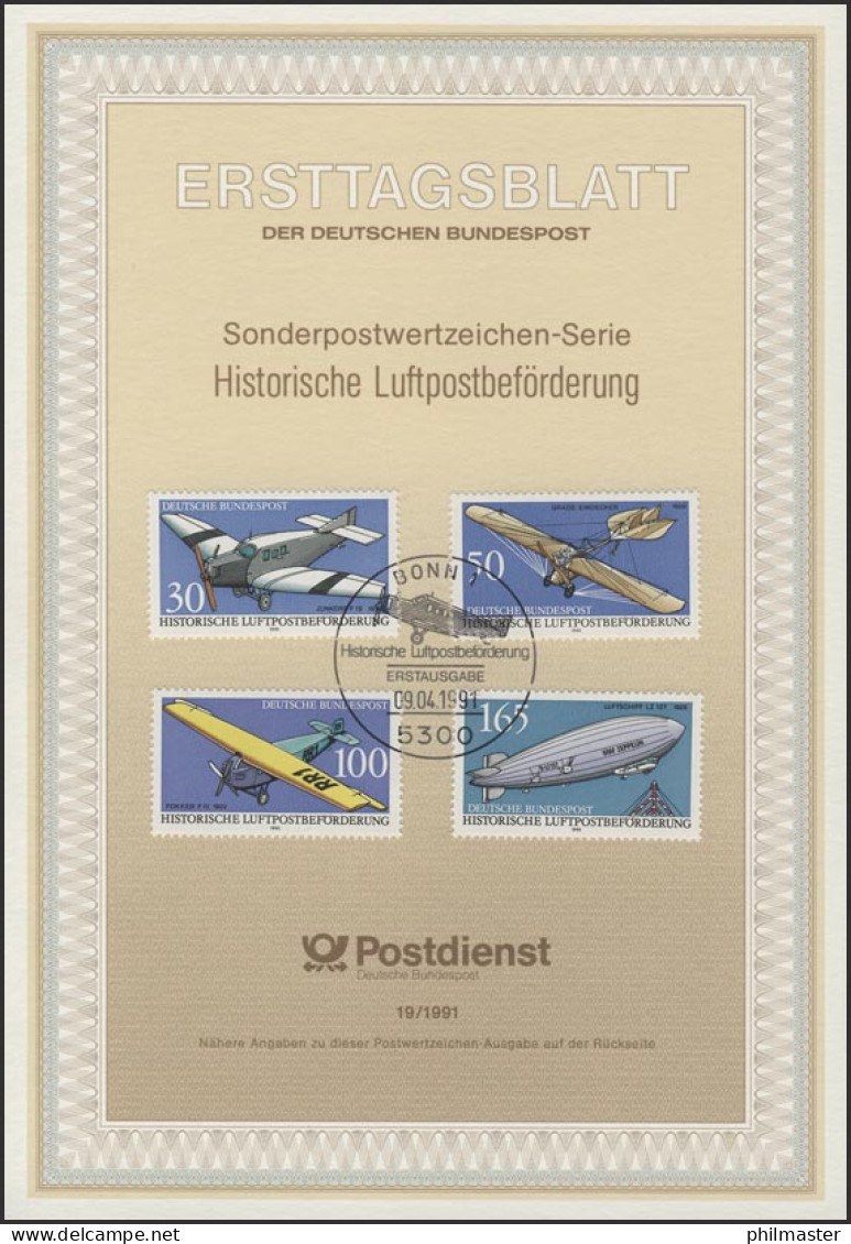 ETB 19/1991 Historische Luftpostbeförderung - 1991-2000
