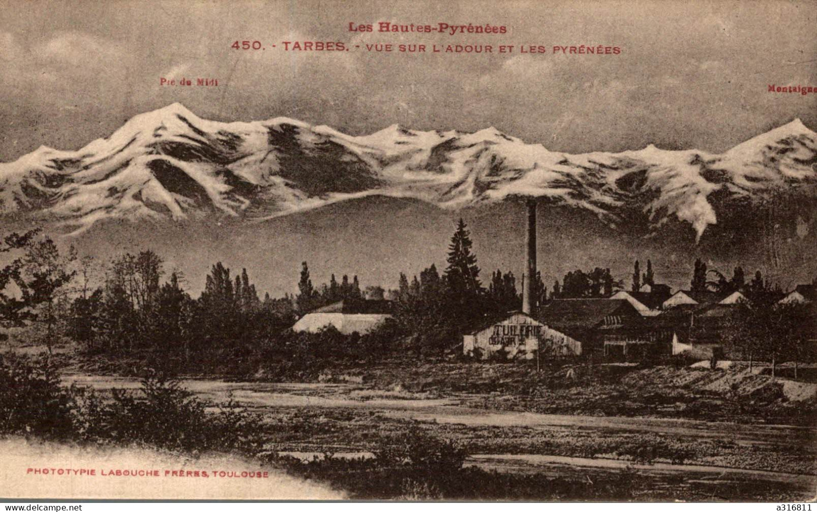 ( TARBES )( 65 HAUTES PYRENEES ) VUE SUR L ADOUR ET LES PYRENEES - Tarbes