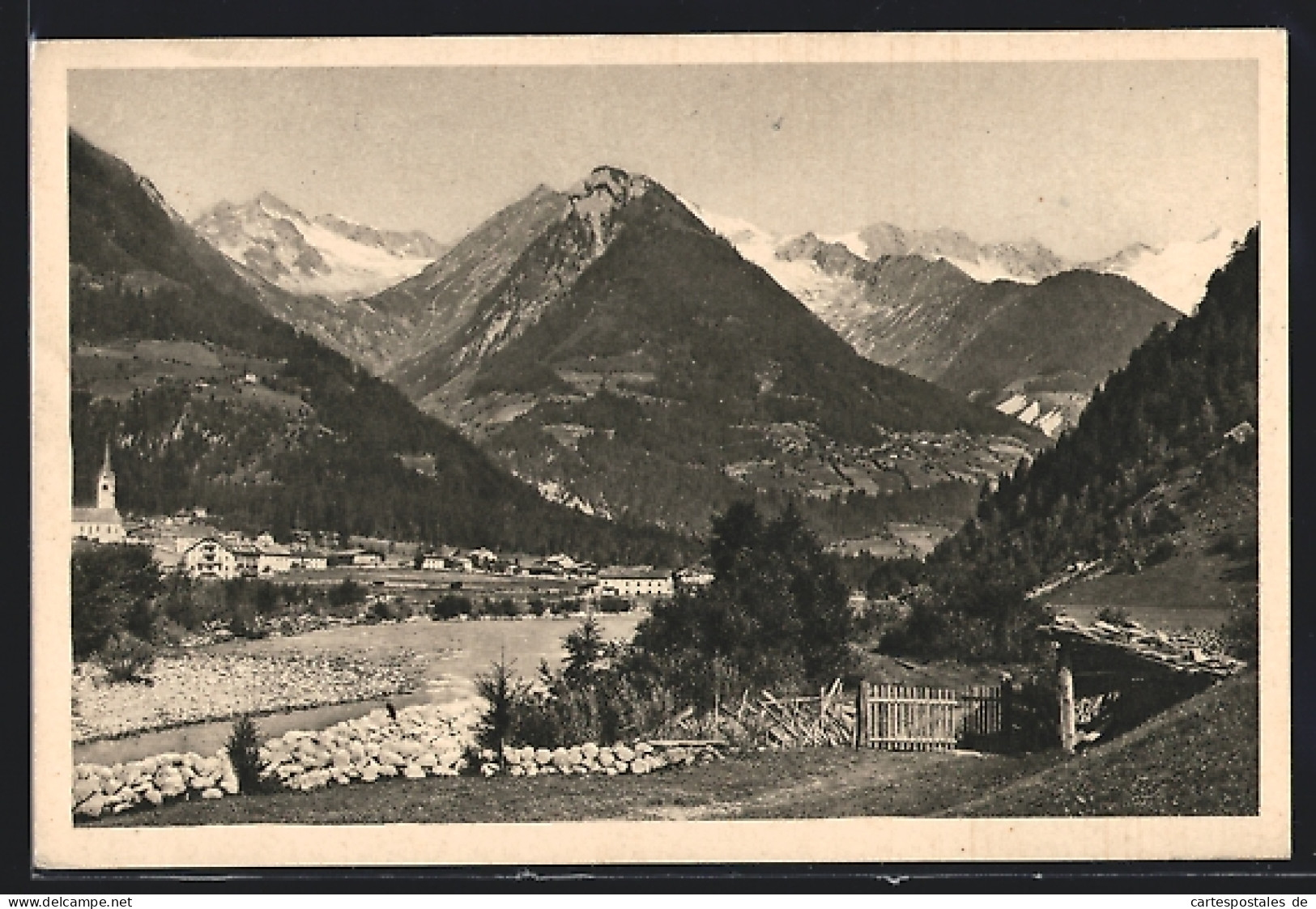Cartolina Luttach Im Ahrntale, Panorama Mit Kirche Und Gebirge  - Other & Unclassified