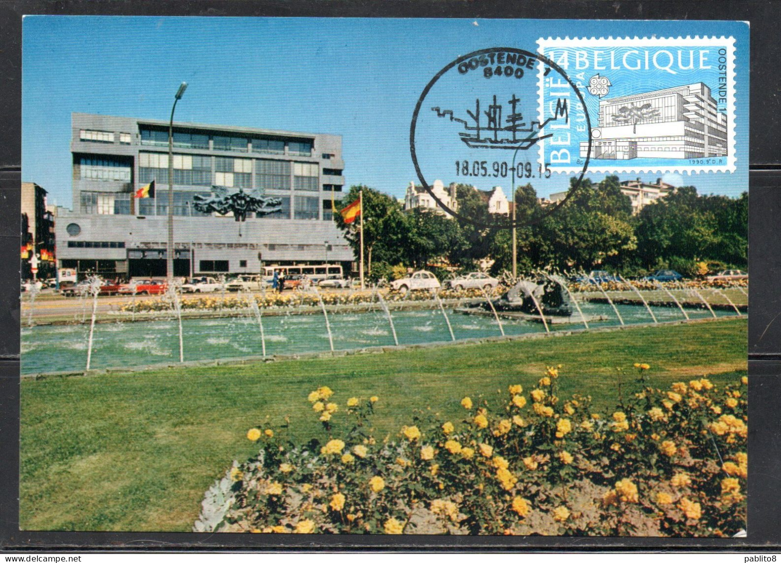 BELGIQUE BELGIE BELGIO BELGIUM 1990 EUROPA CEPT POST OFFICE 14fr MAXI CARD CARTOLINE MAXIMUM - 1981-1990