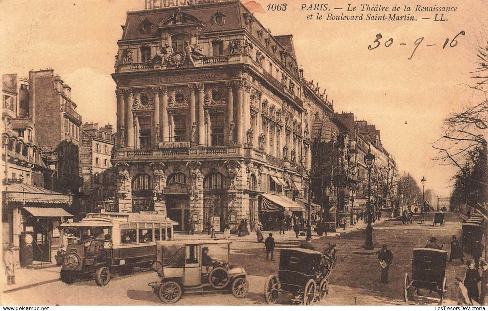 FRANCE - Paris - Le Théâtre De La Renaissance Et Le Boulevard Saint Martin - Animé - Carte Postale Ancienne - Tour Eiffel