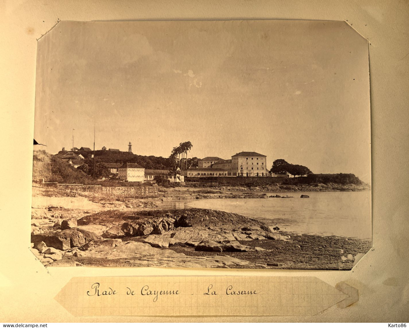 Cayenne * RARE * La Rade , La Caserne * Grande Photo Albuminée Circa 1890/1910 23x17cm - Cayenne