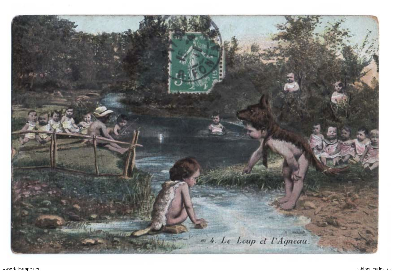 BÉBÉS MULTIPLES Au Bord D'une Rivière - Le Loup Et L' Agneau - 1911 - Colorisée - Animée - Bebes