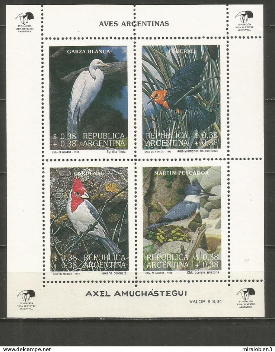 ARGENTINA HOJA BLOQUE YVERT NUM. 57 ** NUEVA SIN FIJASELLOS FAUNA AVES - Hojas Bloque