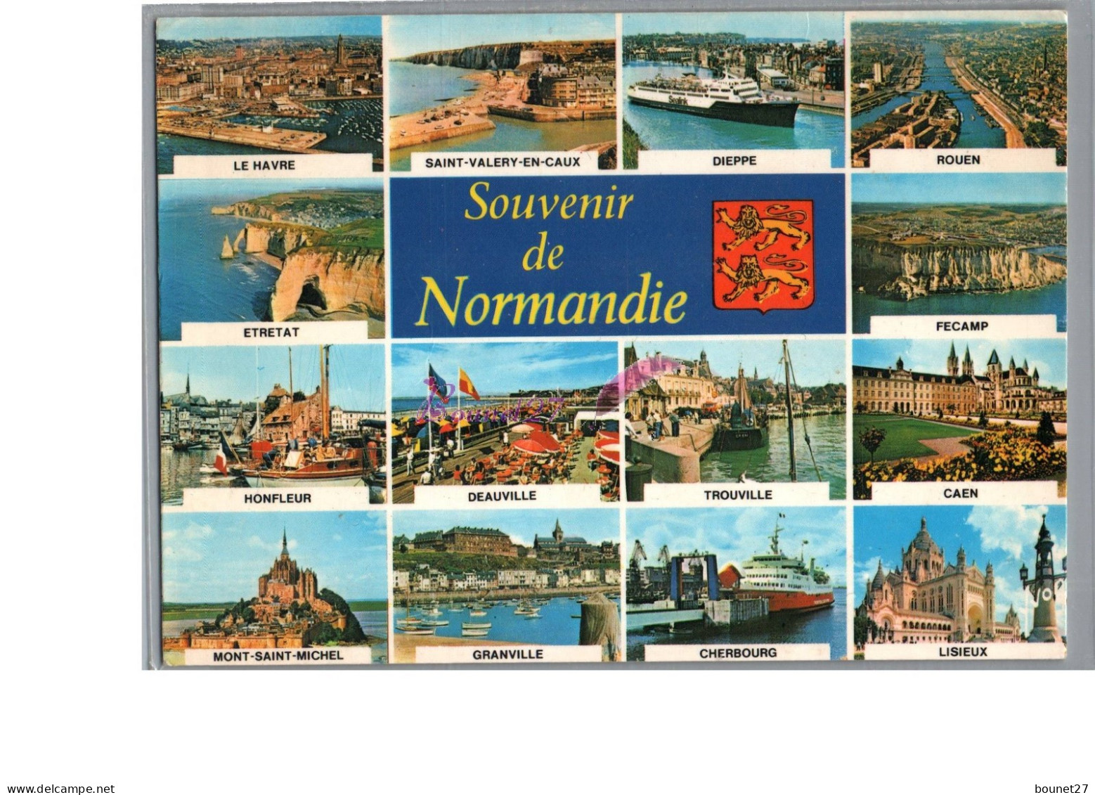 Souvenir De NORMANDIE - Le Havre Dieppe Etretat Granville Deauville Caen Lisieux Multivue Carte Vierge - Basse-Normandie