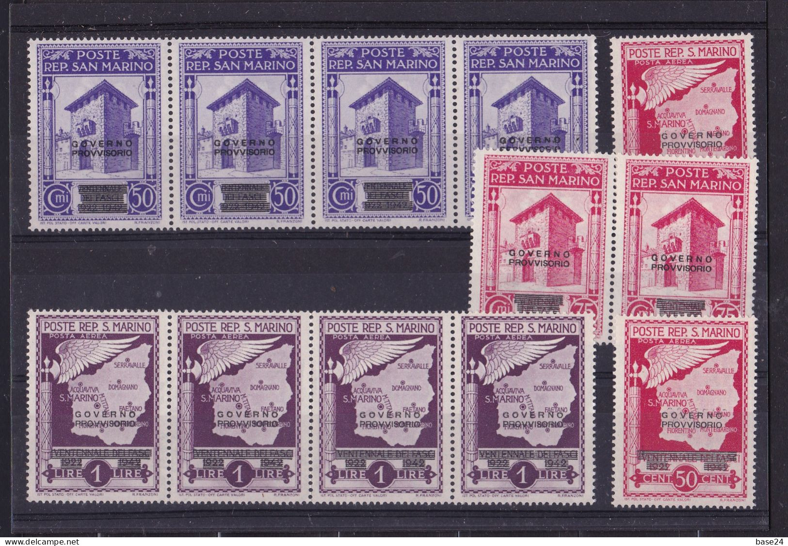 1943 San Marino Saint Marin GOVERNO PROVVISORIO POSTA AEREA 12 Valori MNH** AIR MAIL - Luftpost