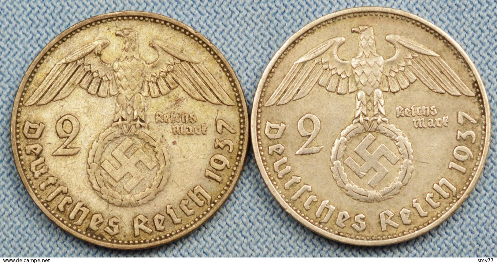 3 Reich • Lot 2x • 2 Mark • 1937 A + 1937 D •  Reichsmark • Deutsches Reich / Germany / Allemagne •  [24-704] - 2 Reichsmark