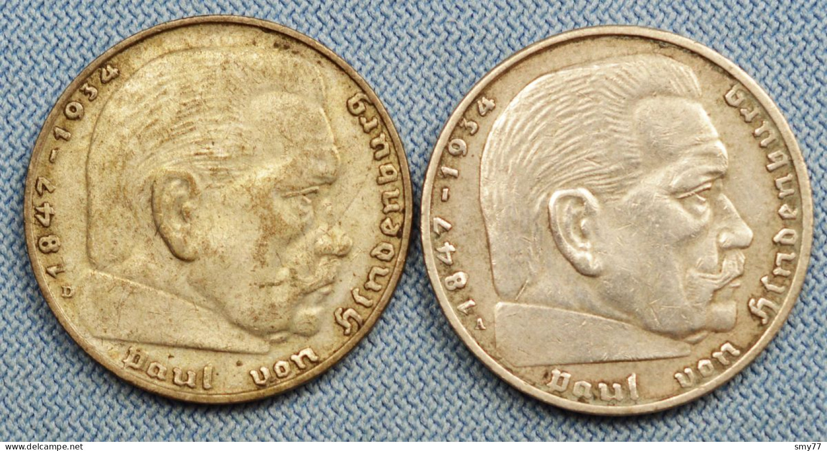 3 Reich • Lot 2x • 2 Mark • 1937 A + 1937 D •  Reichsmark • Deutsches Reich / Germany / Allemagne •  [24-704] - 2 Reichsmark