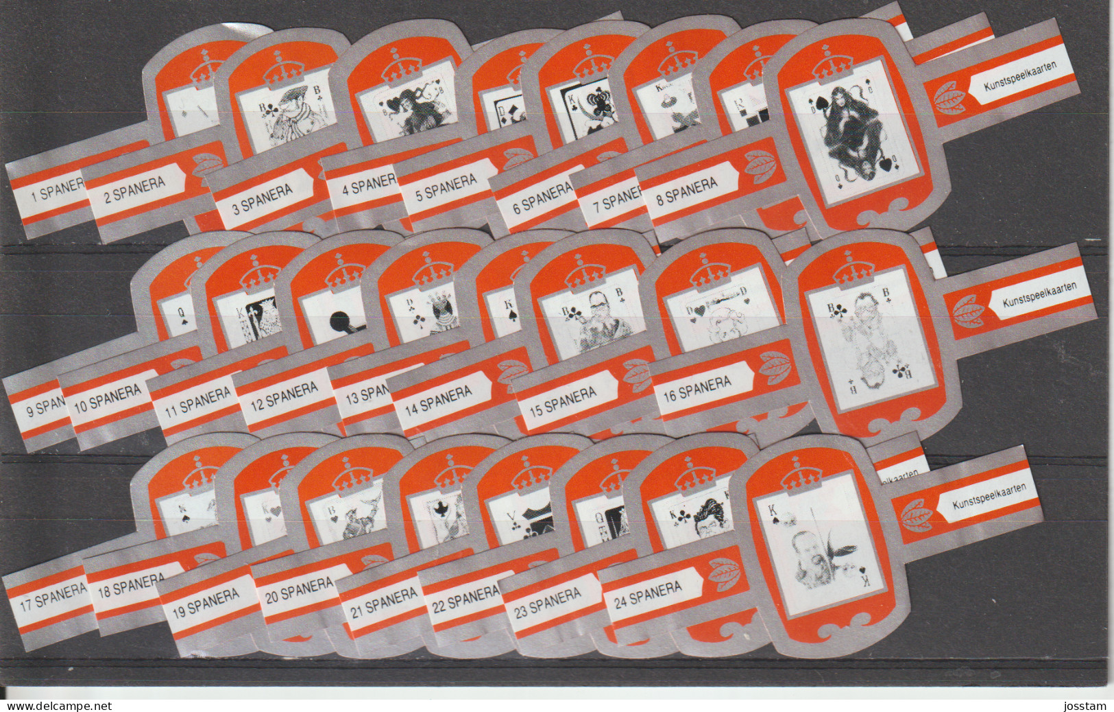 Reeks   377   Speelkaarten    1-24  ,24  Stuks Compleet   , Sigarenbanden Vitolas , Etiquette - Sigarenbandjes