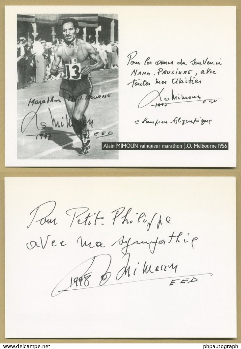 Alain Mimoun (1921-2013) - Long-distance Runner - Signed Photo - 1998 - COA - Sportief