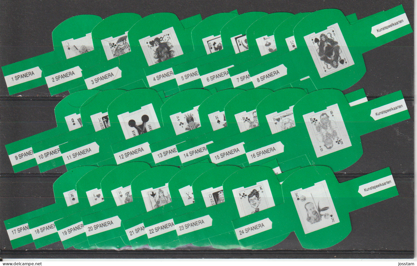 Reeks   378   Speelkaarten    1-24  ,24  Stuks Compleet   , Sigarenbanden Vitolas , Etiquette - Sigarenbandjes