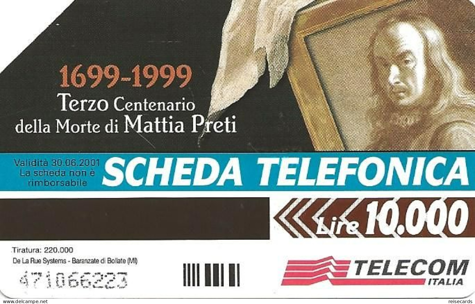 Italy: Telecom Italia - Mattia Preti, Battesimo Di Cristo - Públicas  Publicitarias