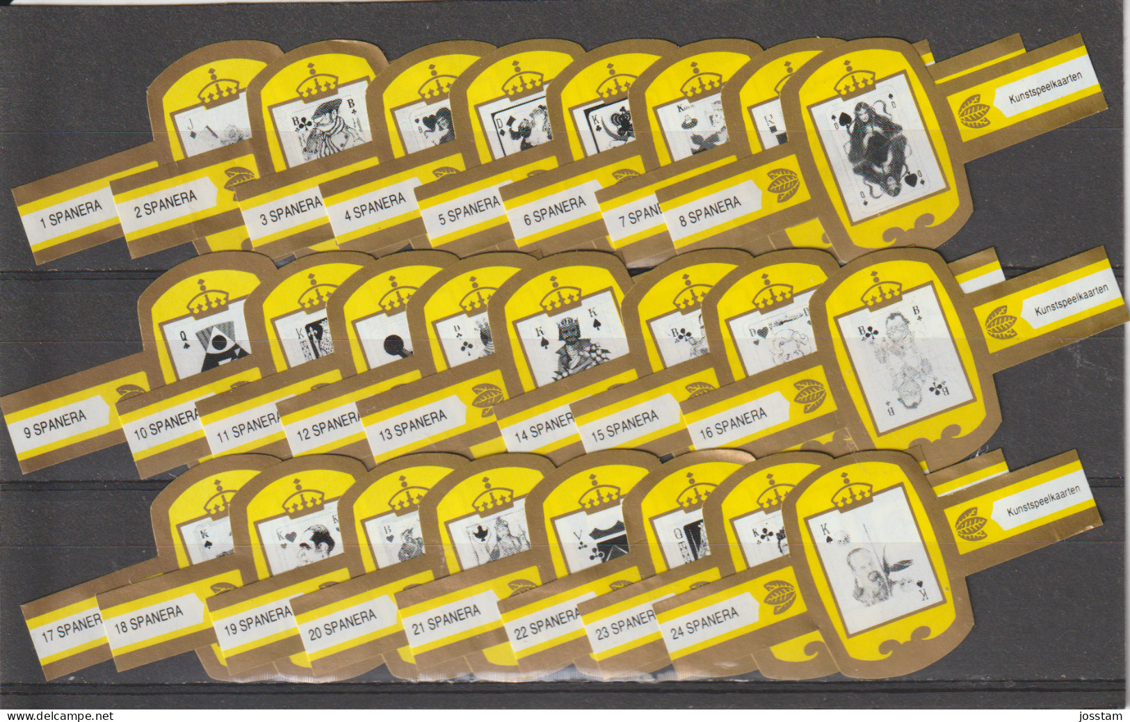 Reeks   380   Speelkaarten    1-24  ,24  Stuks Compleet   , Sigarenbanden Vitolas , Etiquette - Sigarenbandjes