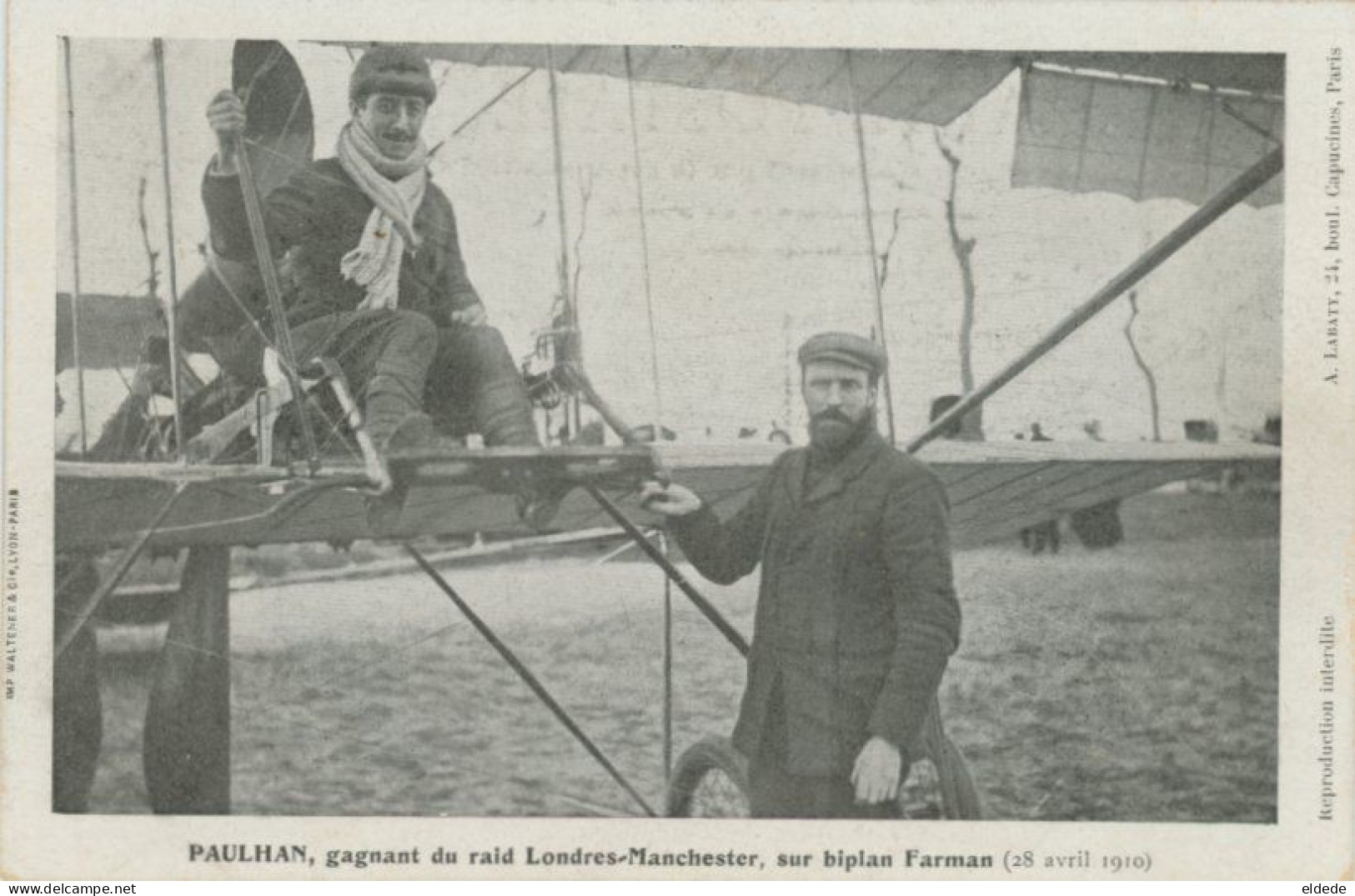 Paulhan Winner Of London Manchester Raid Biplan Farman April 28 , 1910 - Autres & Non Classés