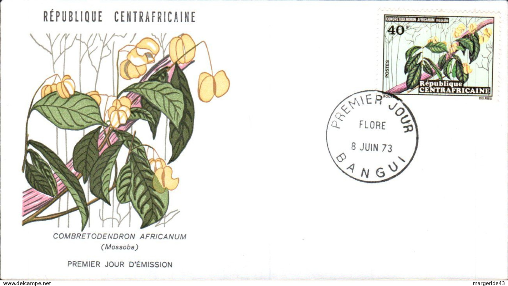 CENTRAFRIQE FDC 1973 ARBUSTE - Centraal-Afrikaanse Republiek