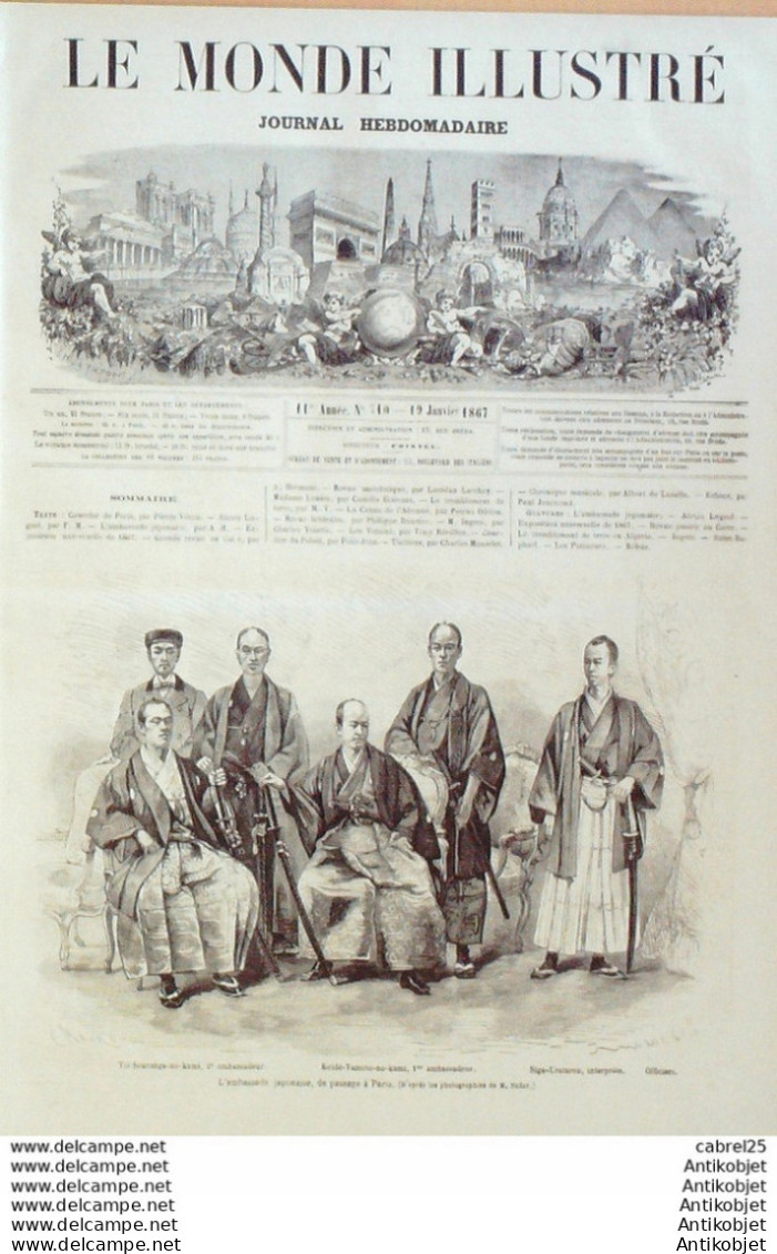 Le Monde Illustré 1867 N°510 Japon Ambassadeurs Egypte Caire Algérie Mouzaiaville Dreux (28) - 1850 - 1899