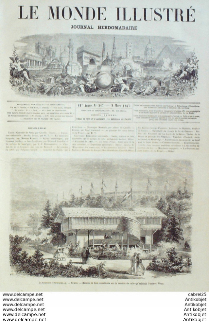 Le Monde Illustré 1867 N°517 Expo Suisse Suède Arcueil (94) Costumes Bretons Espagne Mendiants - 1850 - 1899