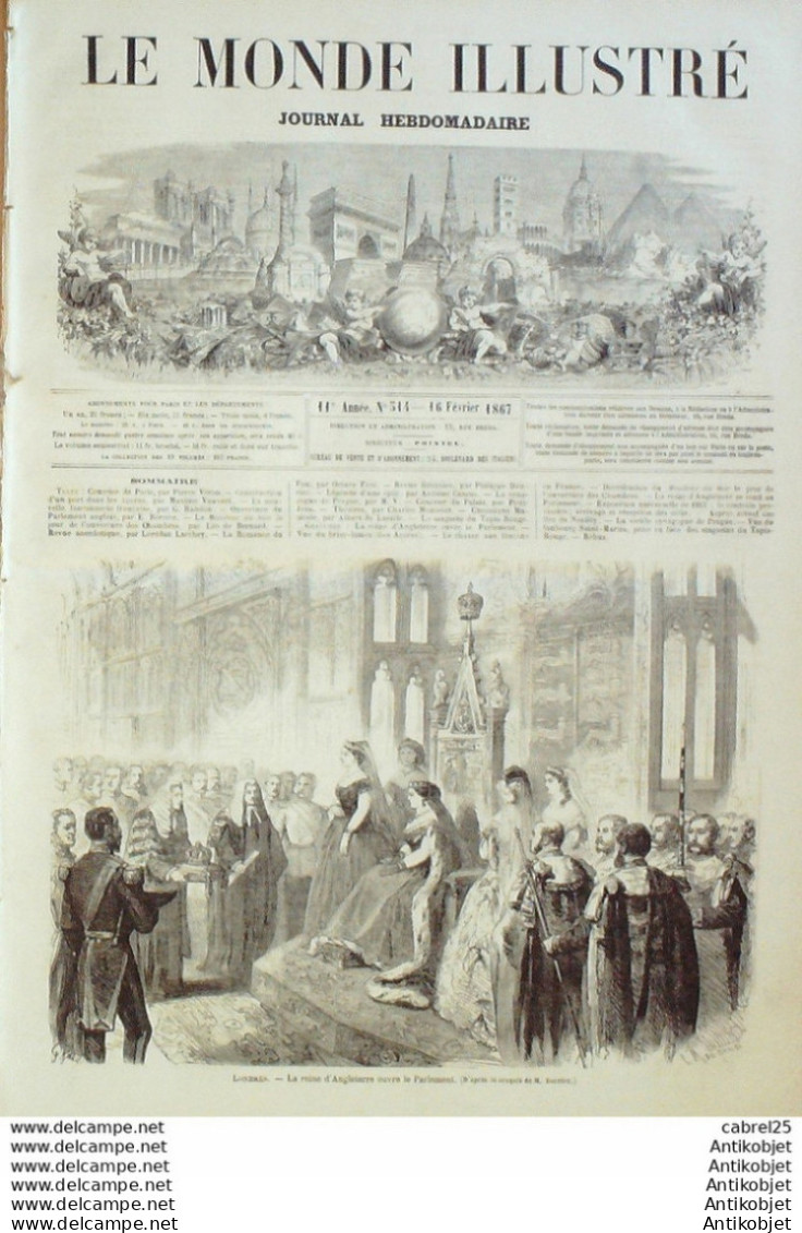 Le Monde Illustré 1867 N°514 Portugal Acores Ponta Delgada Pologne Prague Neuilly (92) - 1850 - 1899