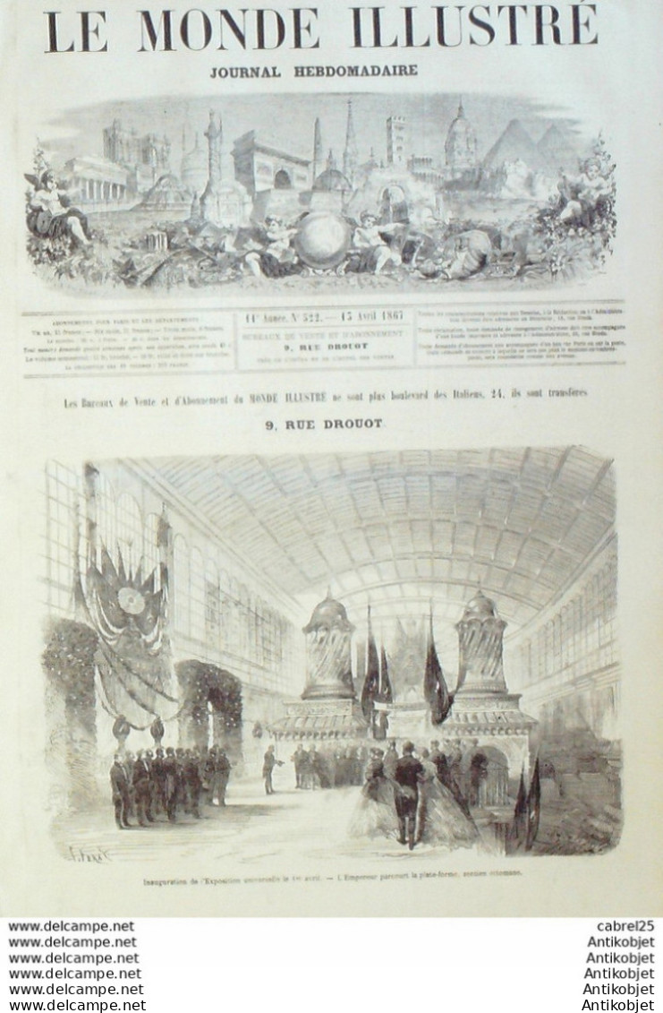 Le Monde Illustré 1867 N°522 Canon Woolwich Expo Egypte Montmartre Nicaragua Nagarote - 1850 - 1899