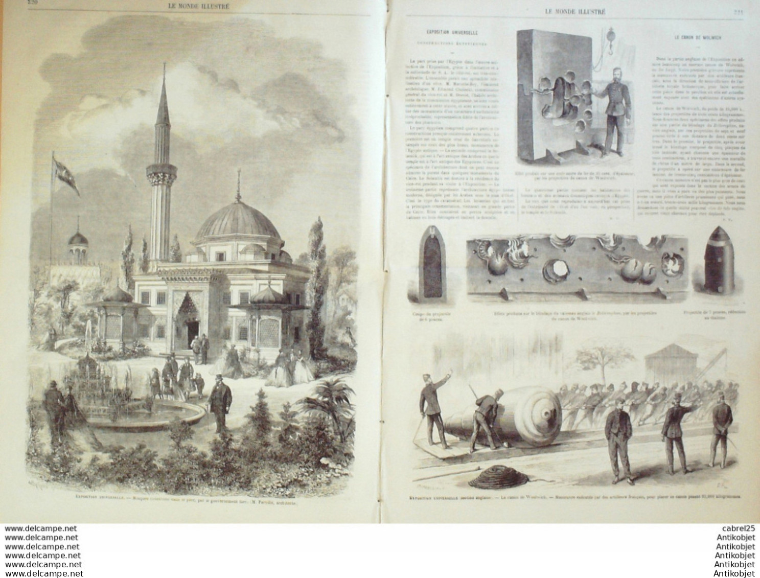 Le Monde Illustré 1867 N°522 Canon Woolwich Expo Egypte Montmartre Nicaragua Nagarote - 1850 - 1899