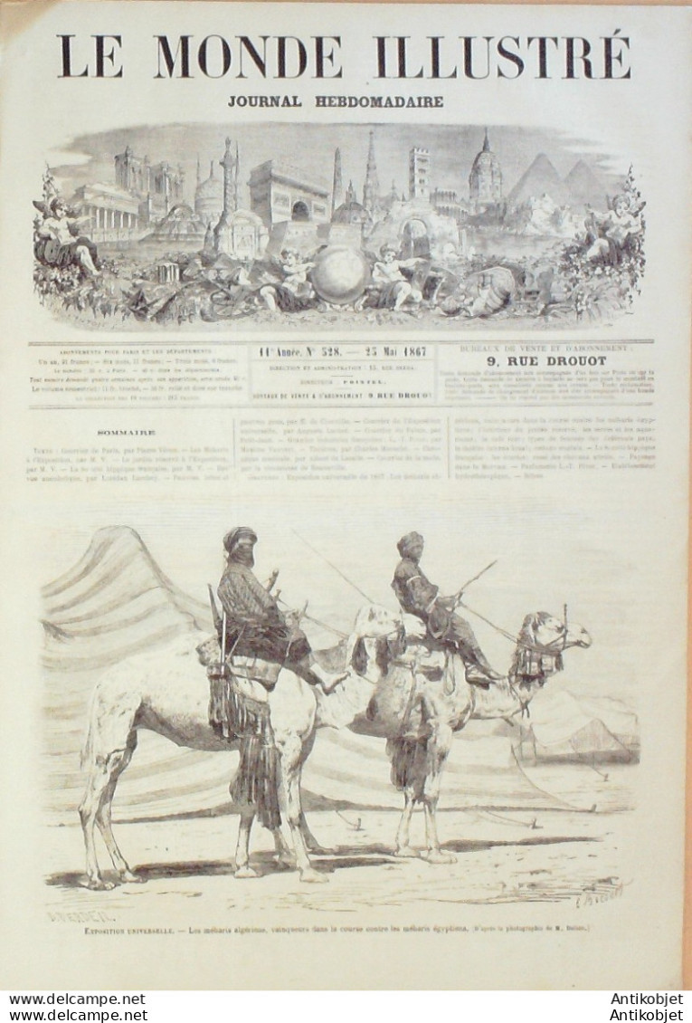 Le Monde Illustré 1867 N°528 Méharis Algériens  égyptiens Morvan (58) Cottage Anglais - 1850 - 1899