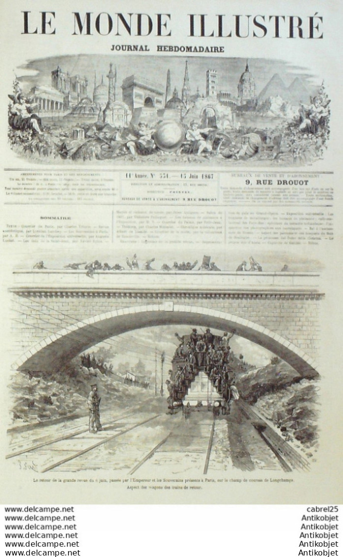 Le Monde Illustré 1867 N°531 Paris Expo Souverains Russie Bois De Boulogne Pays-Bas Métairies - 1850 - 1899