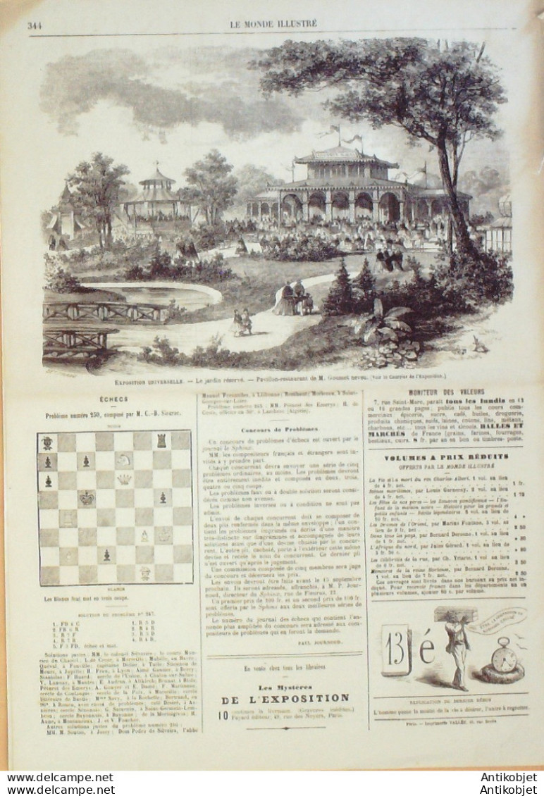 Le Monde Illustré 1867 N°529 Algérie Alger Tunis Palais Du Bey  De Tunis Courses Epsom - 1850 - 1899