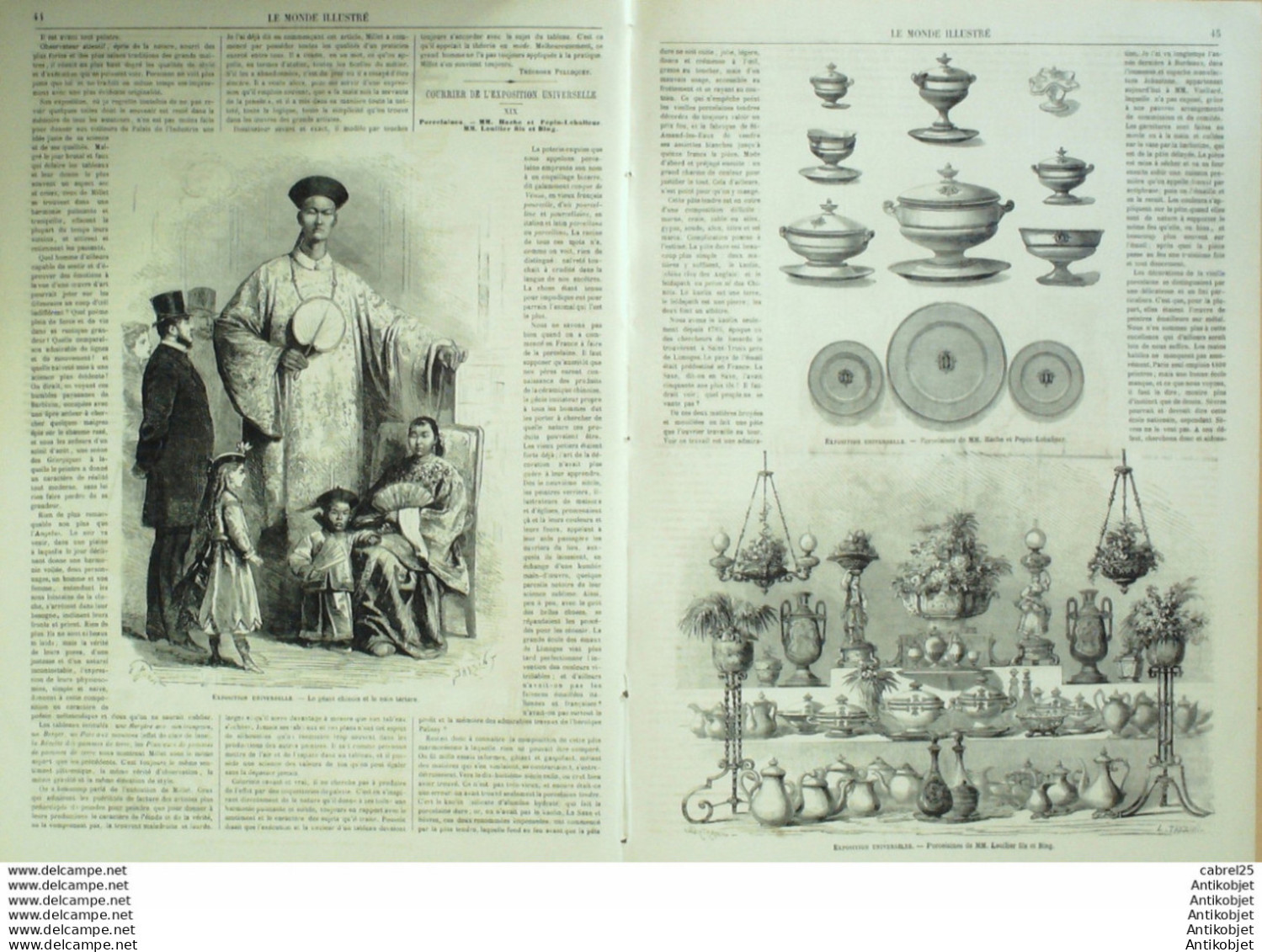 Le Monde illustré 1867 n°536 Italie Rome Boulogne (62) Luchon (31) Marseille (13) Gént Chinois Nain Tartare