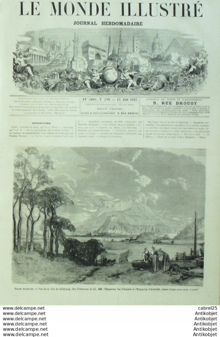 Le Monde Illustré 1867 N°540 Autriche Salzbourg Turquie Suisse Geneve Italie Rome - 1850 - 1899