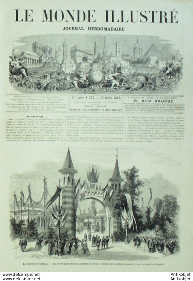 Le Monde Illustré 1867 N°535 Cherbourg (50) Algérie Alger Châtelard En Bauge (73) Le Havre (76) La Heve - 1850 - 1899