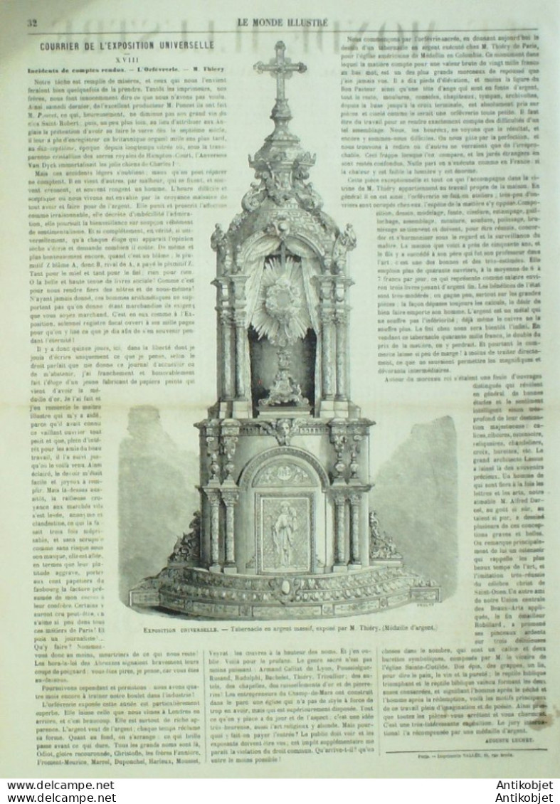 Le Monde Illustré 1867 N°535 Cherbourg (50) Algérie Alger Châtelard En Bauge (73) Le Havre (76) La Heve - 1850 - 1899