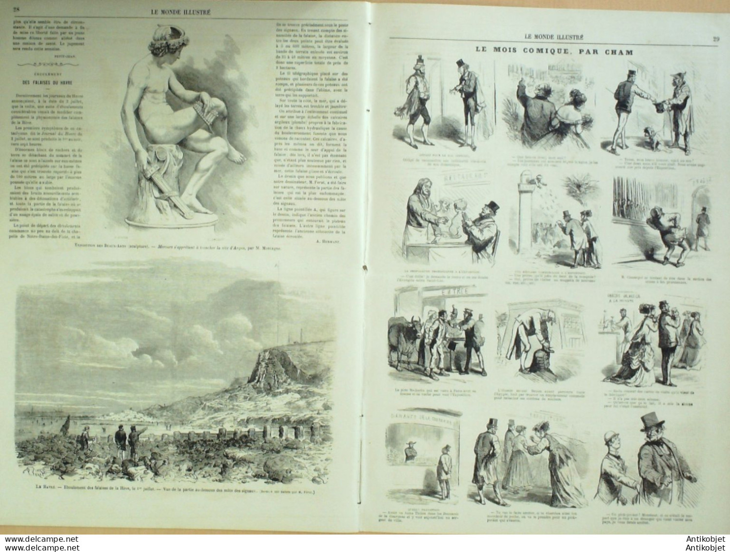 Le Monde Illustré 1867 N°535 Cherbourg (50) Algérie Alger Châtelard En Bauge (73) Le Havre (76) La Heve - 1850 - 1899