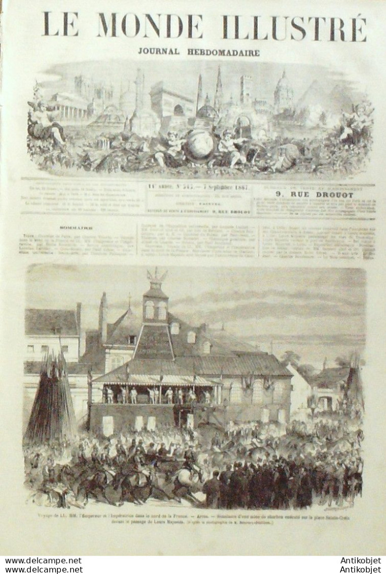 Le Monde Illustré 1867 N°543 Arras (62) Charles Baudelaire Nantes (44) Place Sainte-Croix - 1850 - 1899