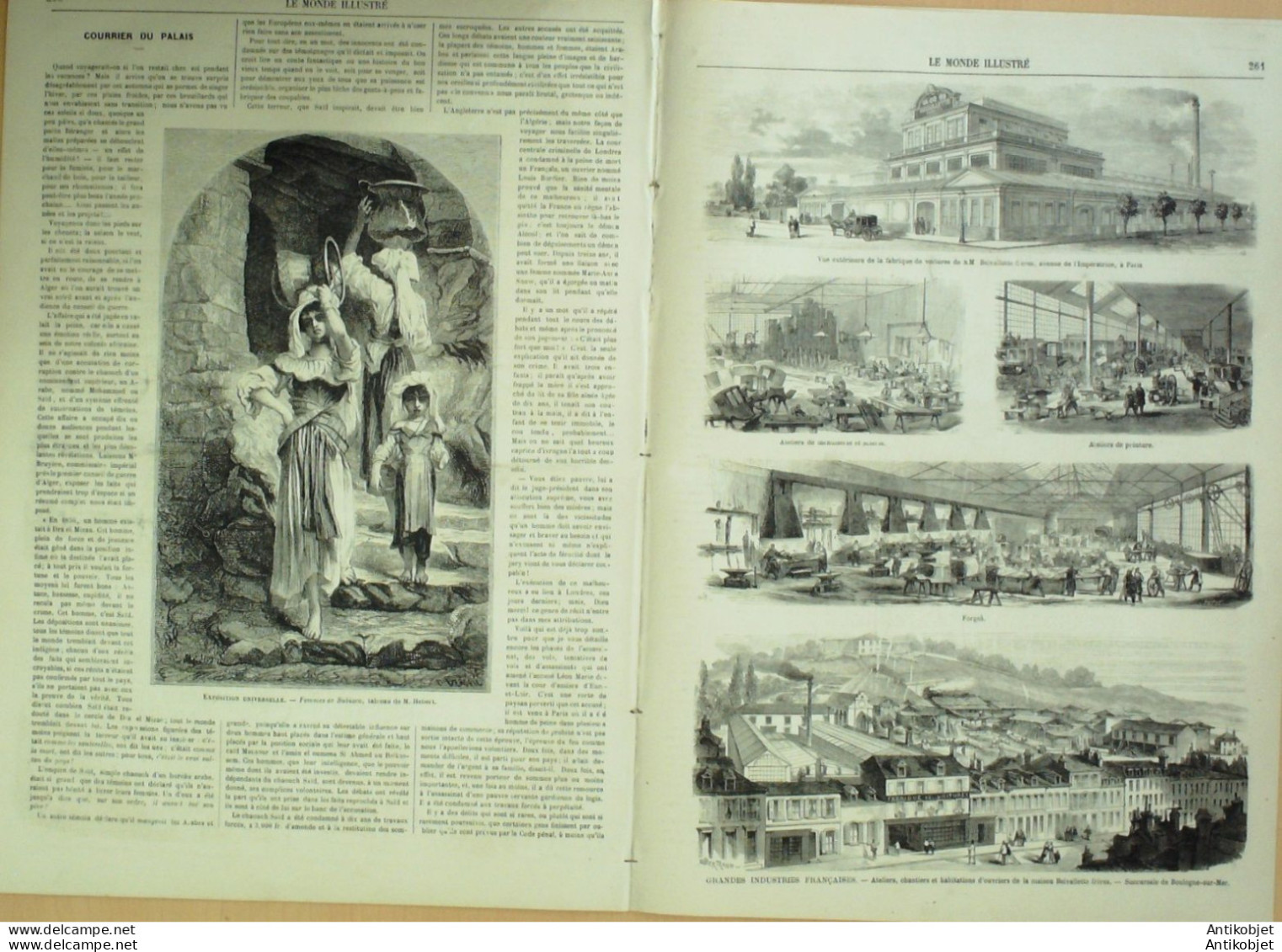 Le Monde Illustré 1867 N°550 Espagne Narvaez Boulogne (62) Italie Milan Rome Palais Portese - 1850 - 1899