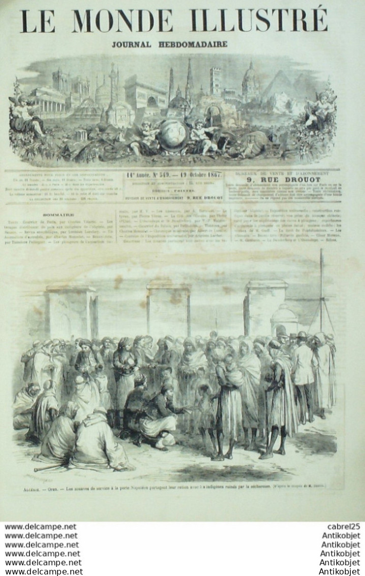 Le Monde Illustré 1867 N°549 Algérie Oran Aissaoua Kiosque Chnois Fontainebleau (77) Dunderberg Onondaga - 1850 - 1899