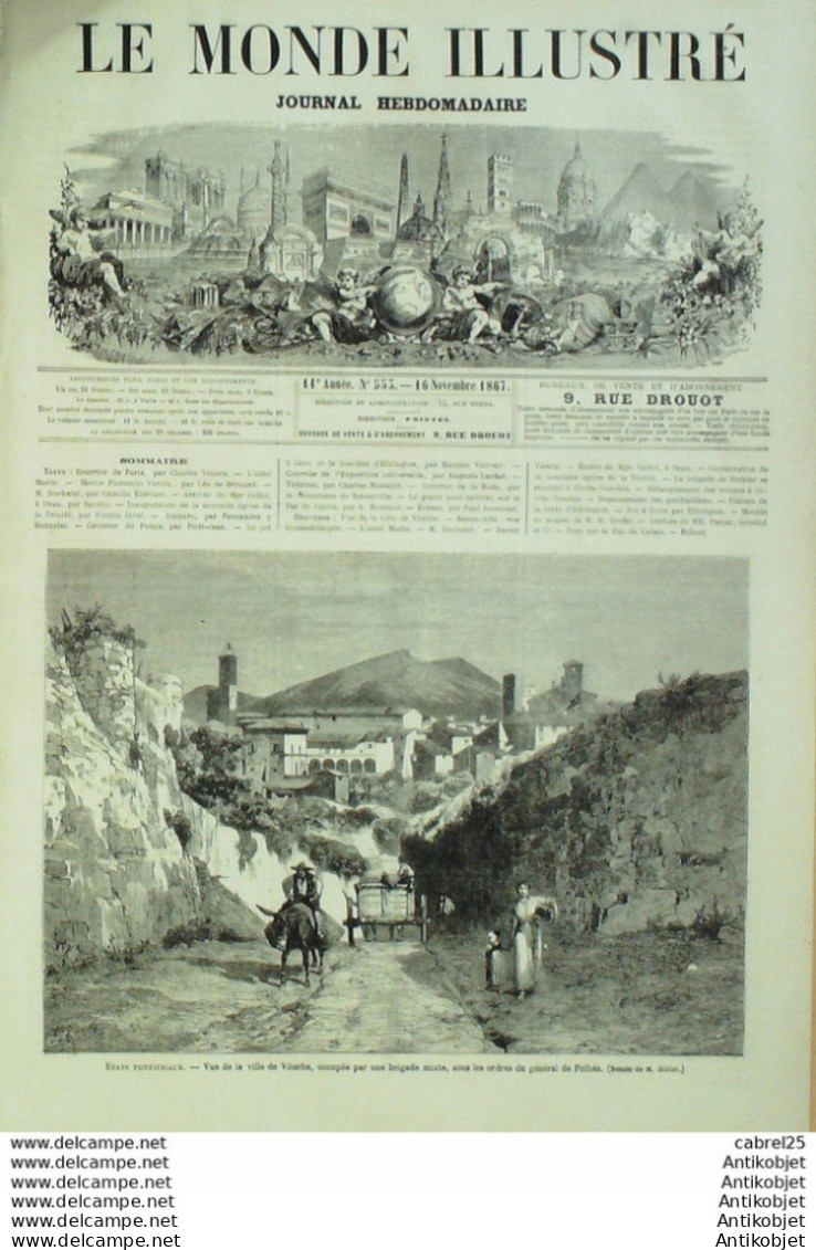 Le Monde illustré 1867 n°553 Italie Viterbe Civita Vecchia Passo Corese Algérie Oran Calais Douvres (62)