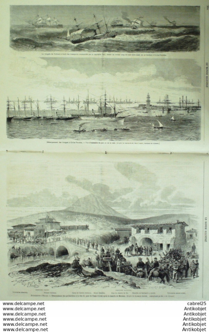 Le Monde illustré 1867 n°553 Italie Viterbe Civita Vecchia Passo Corese Algérie Oran Calais Douvres (62)