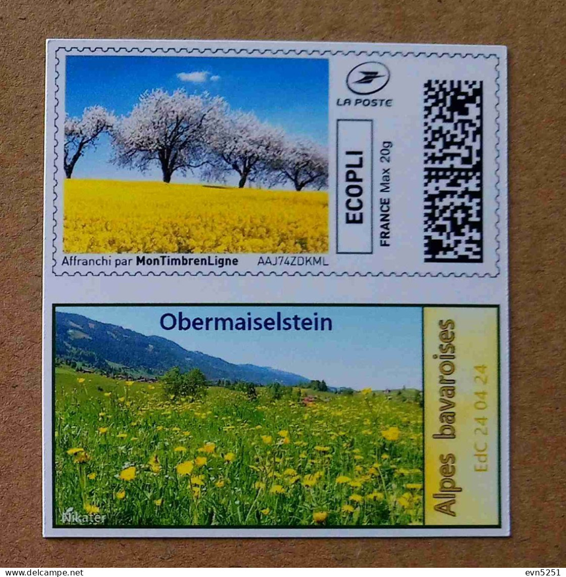 MTEL 30 : ECOPLI 20 G Prairie - Obermaiselstein (autocollant / Autoadhésif) - Unused Stamps