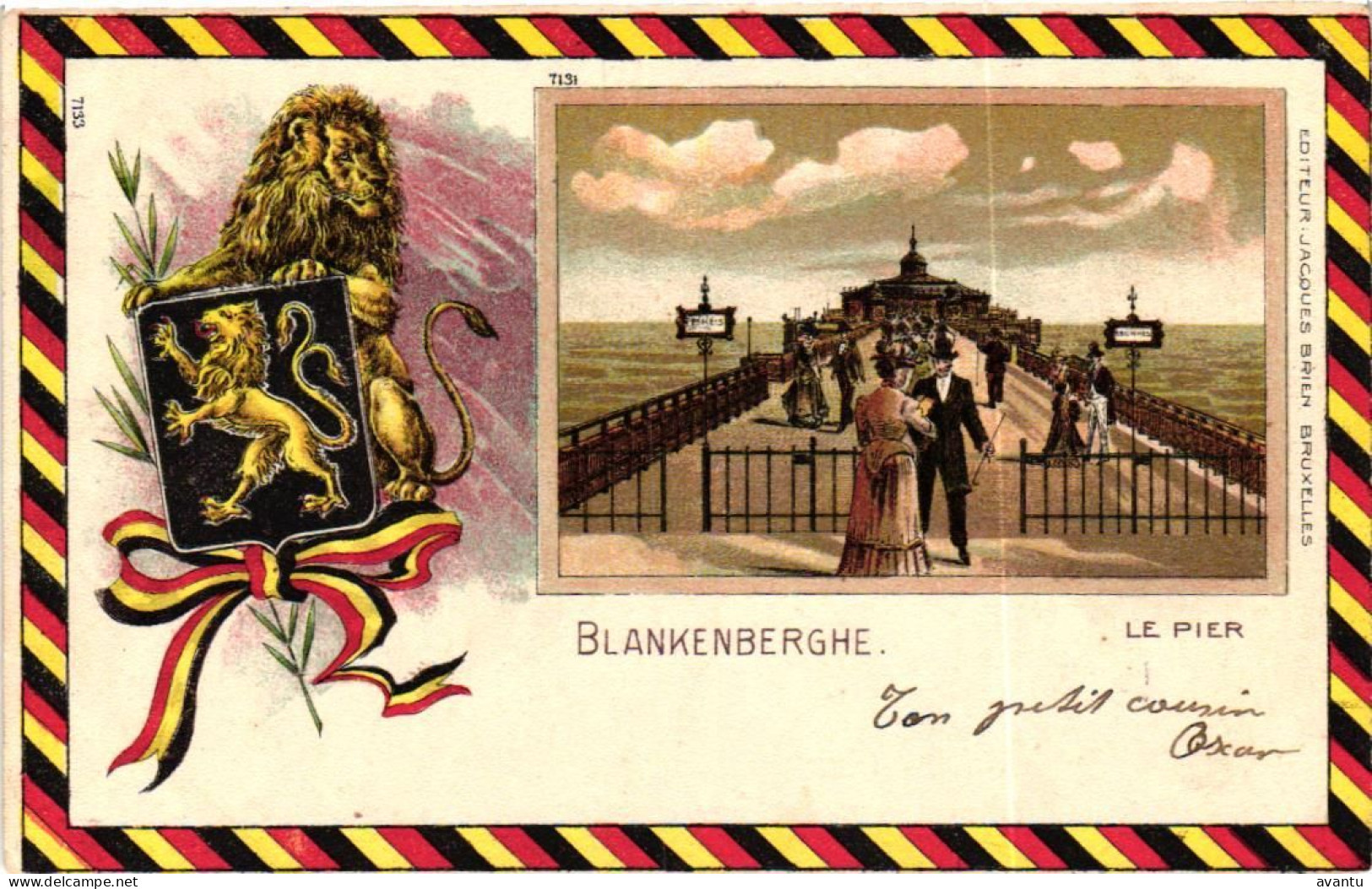 BLANKENBERGE / LITHO KAART DE PIER  1906 - Blankenberge