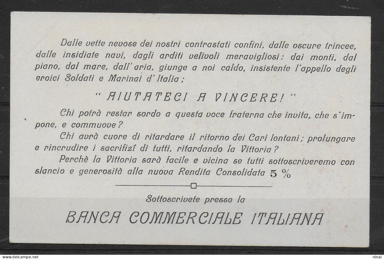 CARTOLINA : SOTTOSCRIZIONE A FAVORE DEI SOLDATI E MARINAI D'ITALIA C269A - Altri & Non Classificati