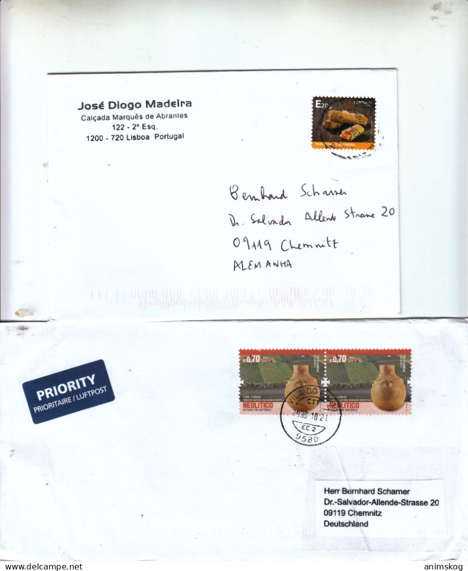 Portugal, 2 Briefe, Gelaufen / Portugal, 2 Covers, Postally Used - Briefe U. Dokumente
